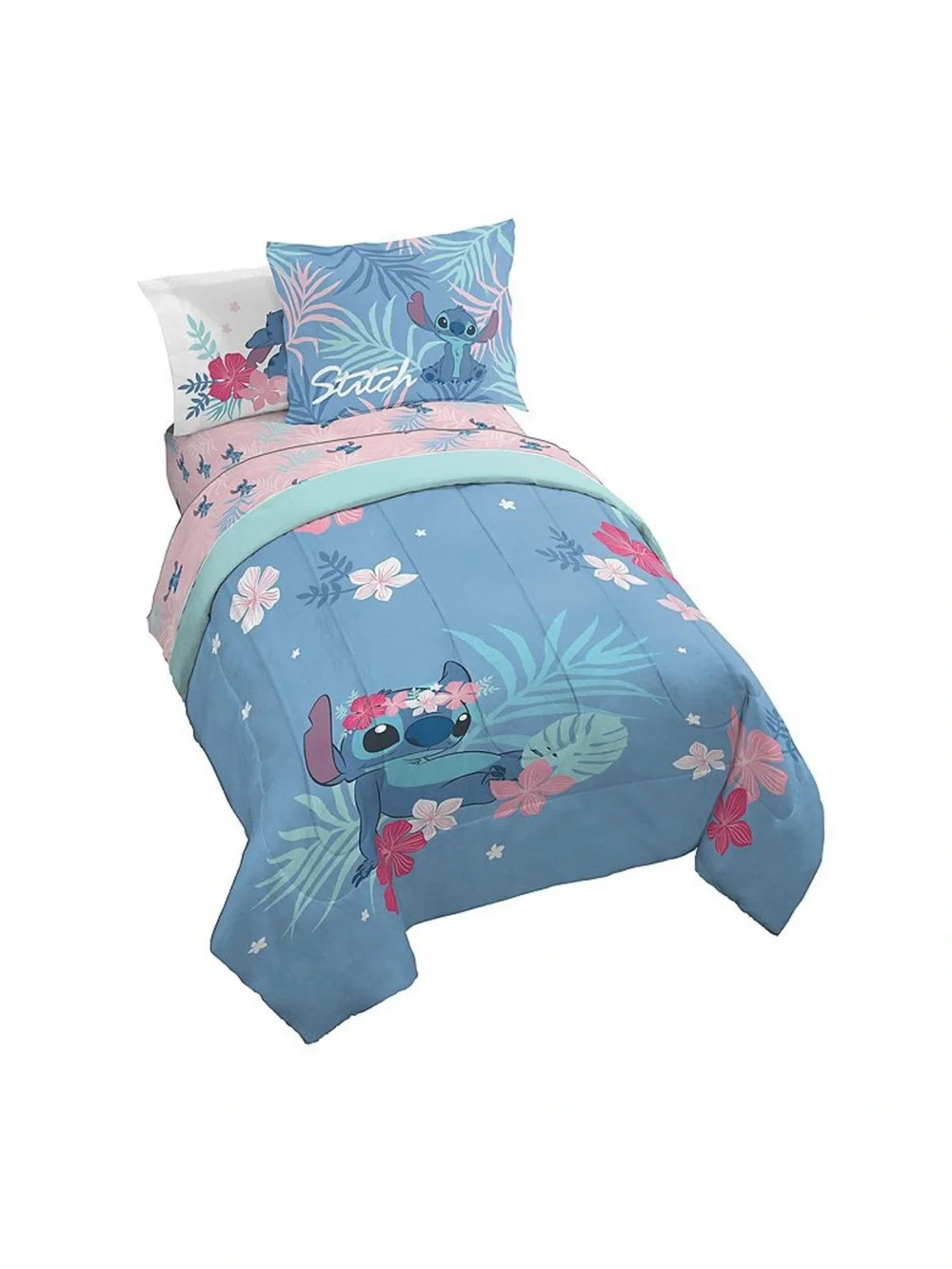 Disney Turquoise & Blue Stitch Tropical Comforter Set